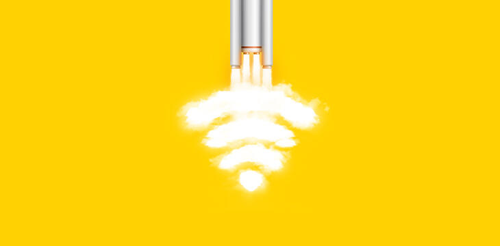 Wifi fusée fond jaune - 730x360